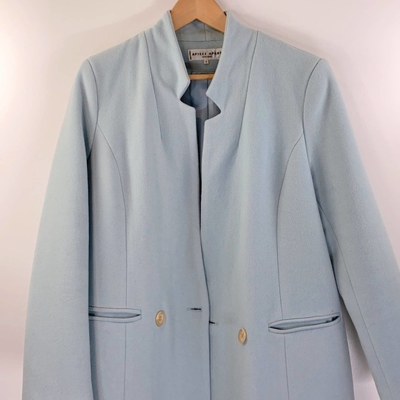 APiece Apart Esta Wool Long Coat Double Breasted Pastel Blue - Picture 4 of 10